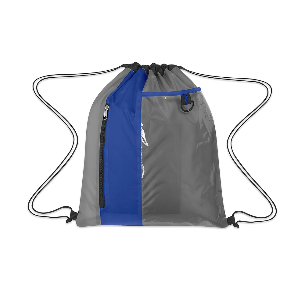 Sports Pack Drawstring Bag with Clear Pocket-default