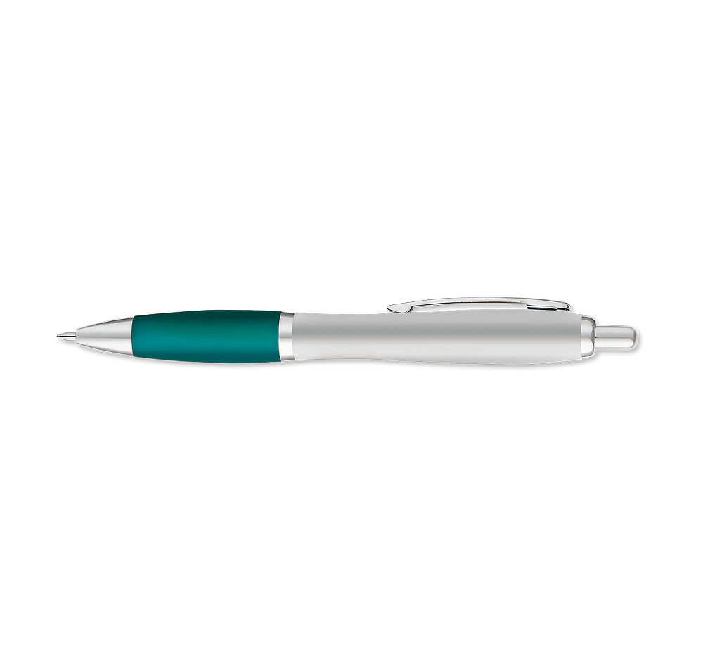 Curvaceous Matte Silver Ballpoint Pen (black ink)-default