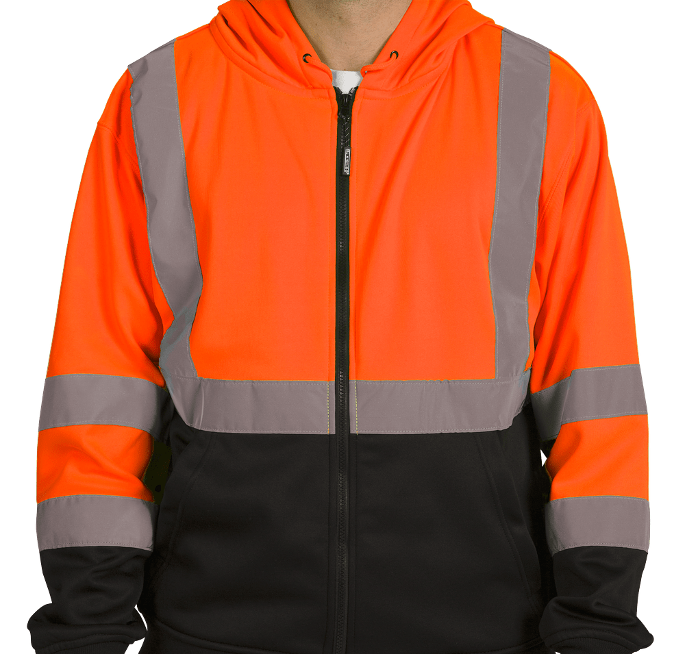 Kishigo Class 3 Hi-Vis Hooded Full Zip Sweatshirt - Printed-default