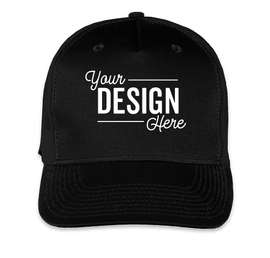 Port Authority Five-Panel Snapback Trucker Hat - Screen Printed - Color: Black