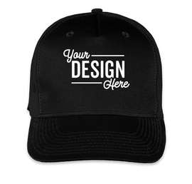 Port Authority Five-Panel Snapback Trucker Hat - Embroidered - Color: Black