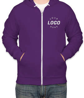 Embroidered Bella + Canvas Ultra Soft Zip Hoodie - Color: Team Purple