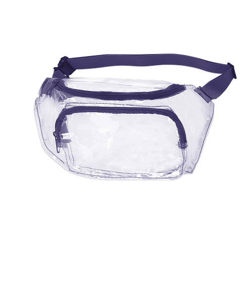 Full Color Clear Zippered Fanny Pack in Clear / Purple