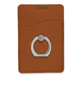 Debossed Tuscany Phone Wallet with Metal Ring Phone Stand - Color: Tan