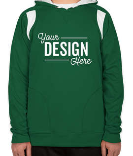 Team 365 Contrast Performance Pullover Hoodie - Color: Sport Forest / White