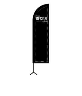 Full Color 8' Portable Feather Flag with Cross Base - Color: Black