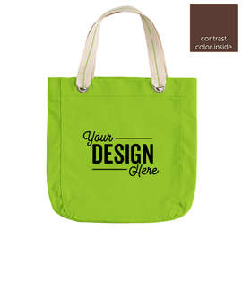 Port Authority Garment Washed Cotton Canvas Contrast Tote - Color: Shock Lime
