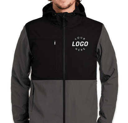 HOODED WATER REPELLENT SOFT SHELL JACKET - Black