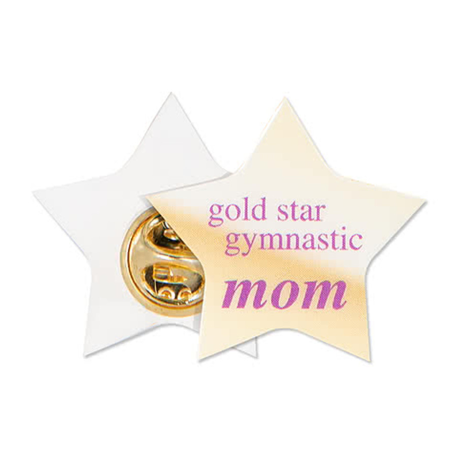 Full Color Star Laminated Plastic Lapel Pin in Athletic Gold