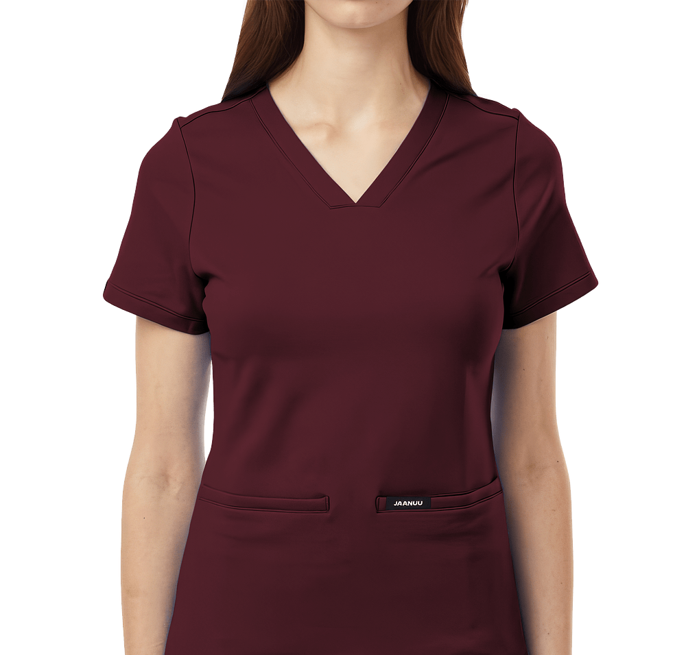 Jaanuu Women's Cesi Ultrasoft Two-Pocket V-Neck Scrub Top - Embroidered-default