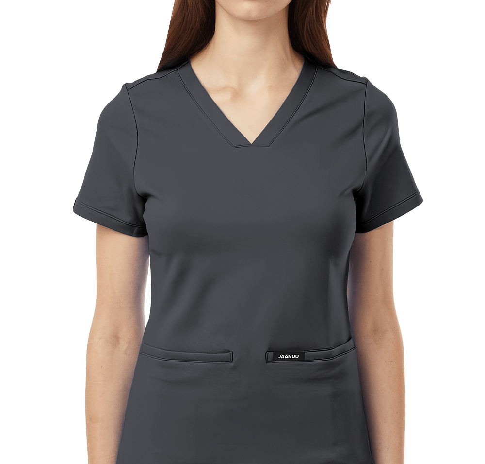 Jaanuu Women's Cesi Ultrasoft Two-Pocket V-Neck Scrub Top - Embroidered-default