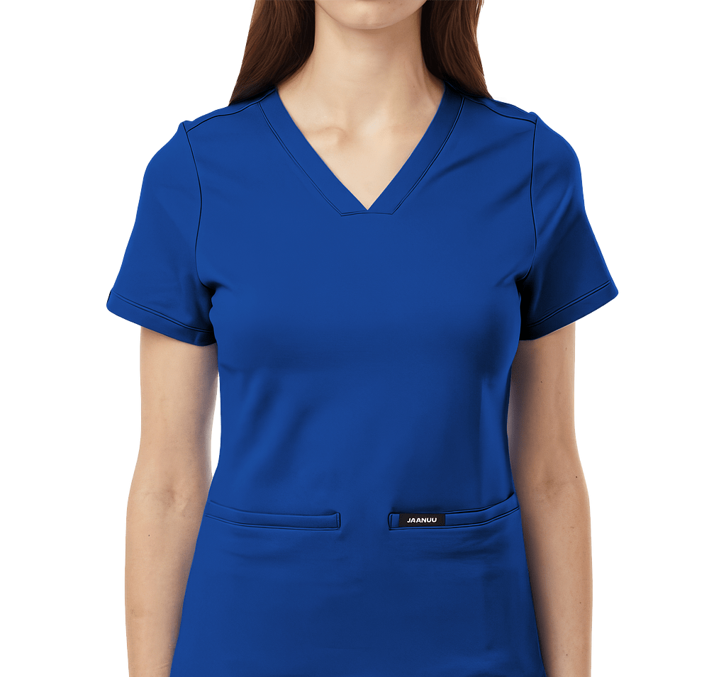 Jaanuu Women's Cesi Ultrasoft Two-Pocket V-Neck Scrub Top - Embroidered-default
