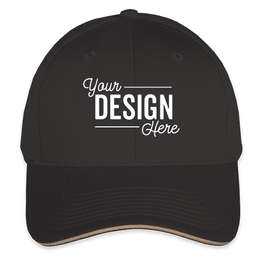 Port & Company Sandwich Bill Hat - Color: Black / Khaki
