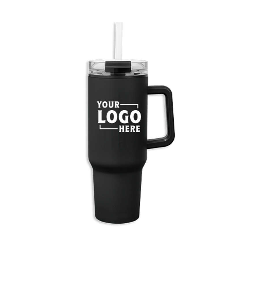 40 oz. Quest Stainless Steel Recycled Tumbler with Straw in Recycled Black