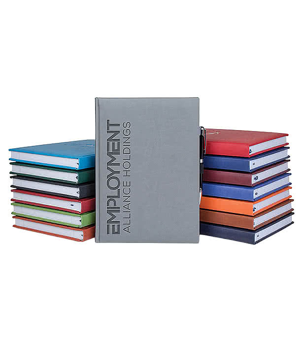 Castelli Debossed Tucson Grande Lined Hard Cover Notebook with Pen & Loop