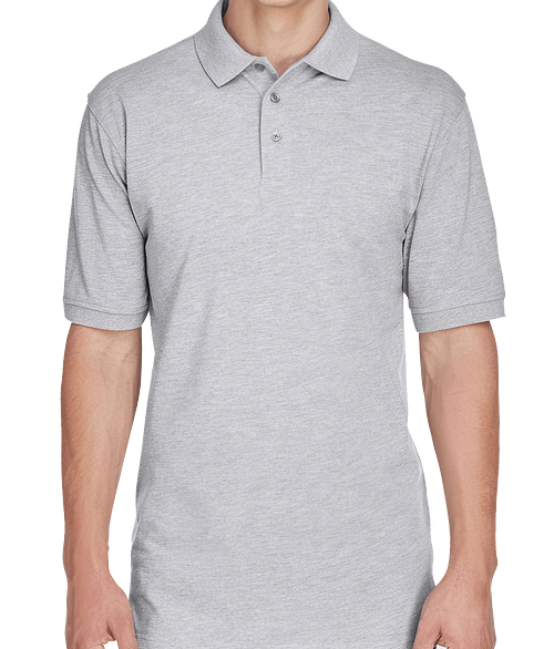Harriton Easy Blend Pique Polo - Embroidered in Grey Heather