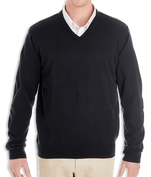 Harriton Pilbloc Jersey Knit V-Neck Sweater - Printed in Black