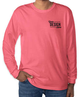 Comfort Colors 100% Cotton Long Sleeve T-Shirt - Embroidered - Color: Crunchberry