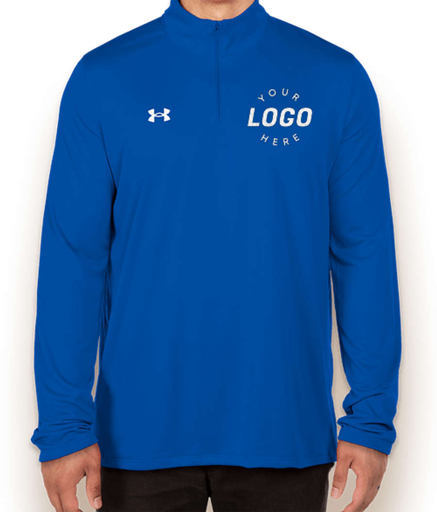 Under Armour Team Tech Recycled Quarter Zip Performance Shirt - Embroidered in Royal / White