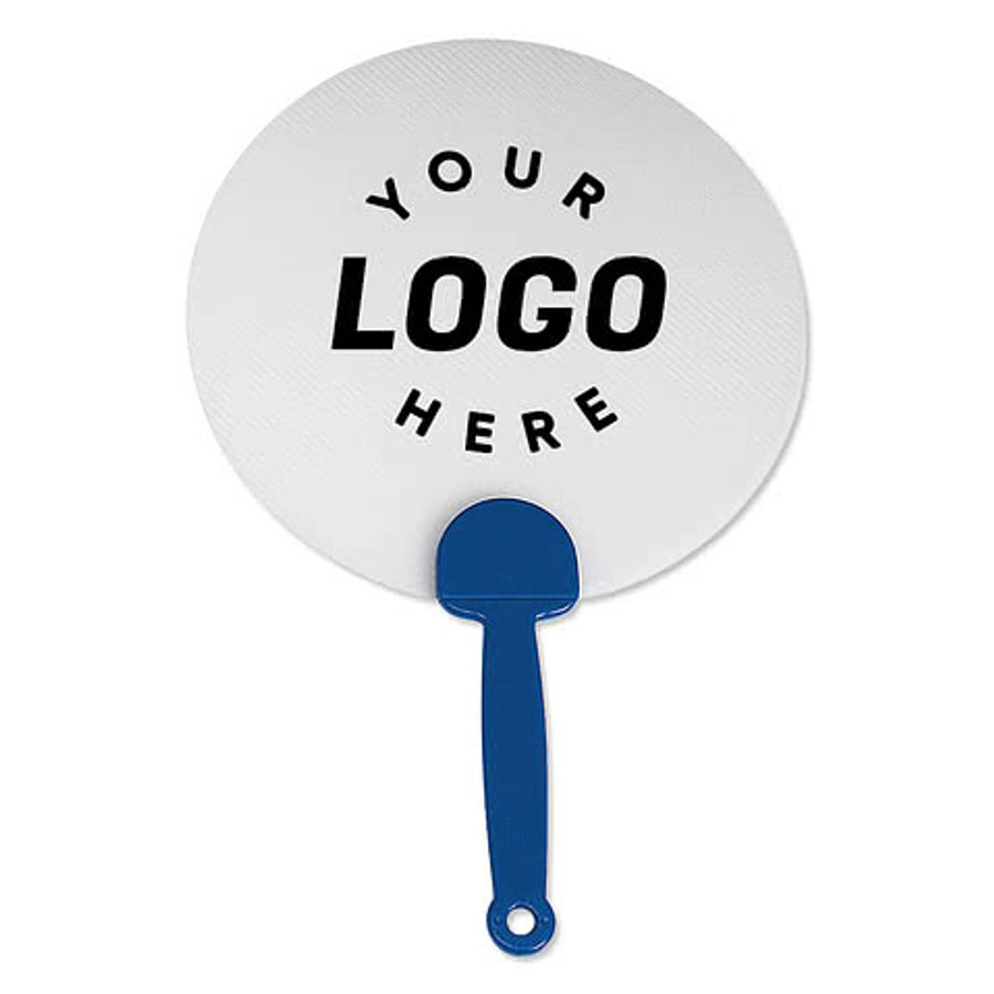 Plastic Circle Hand Fan in Clear Top With White Handle