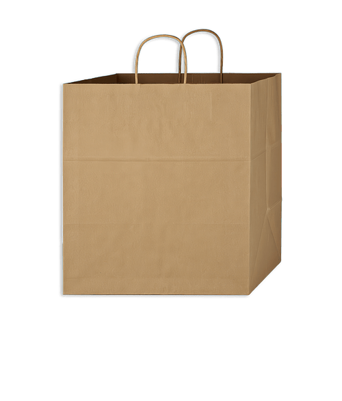 Full Color Medium Wide Gusset Kraft Paper Shopper Bag in Natural