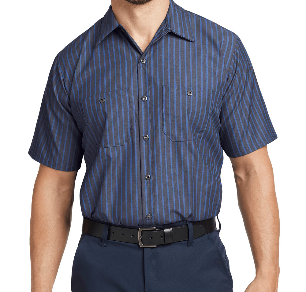 Red Kap Industrial Striped Short Sleeve Work Shirt-default