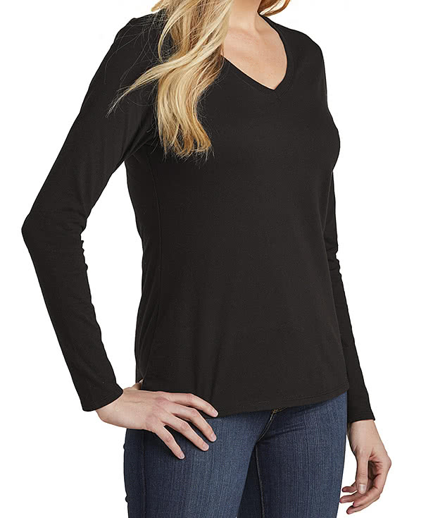Custom District Women's V.I.T. Long Sleeve V-Neck T-shirt