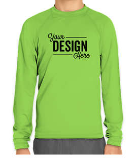 Wet Effect Youth Long Sleeve Rash Guard Shirt - Color: Lime Green