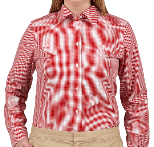 Devon & Jones Women's Crown Collection Gingham Dress Shirt - Printed in Red