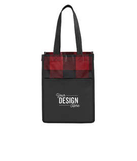 Mini Buffalo Plaid Non-Woven Gift Tote - Color: Red / Black
