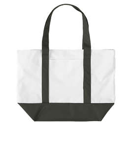 Large Poly Zippered Boat Tote Bag - Color: White / Black