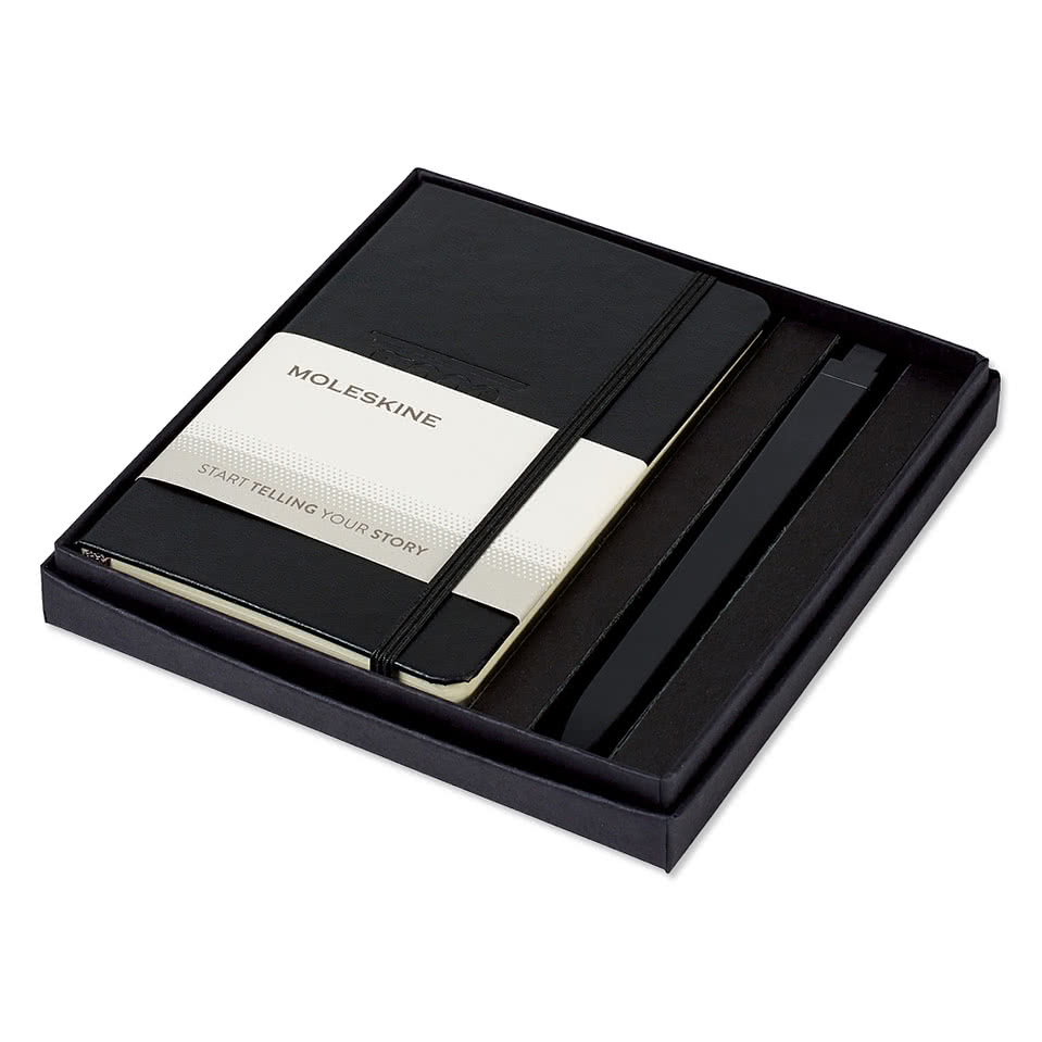 Moleskine Hard Cover Pocket Notebook and GO Pen Gift Set