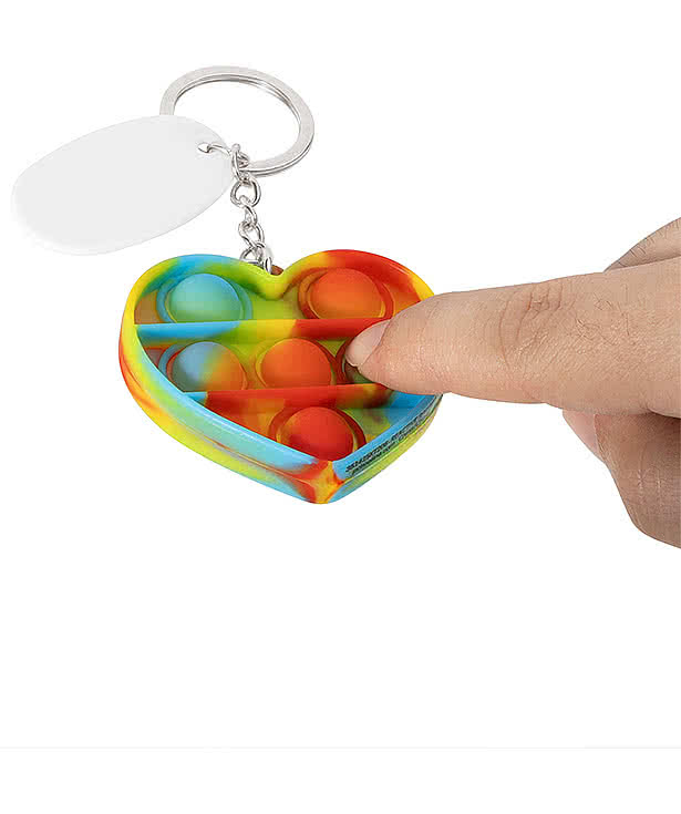 Push Pop Bubble Heart Fidget Keychain