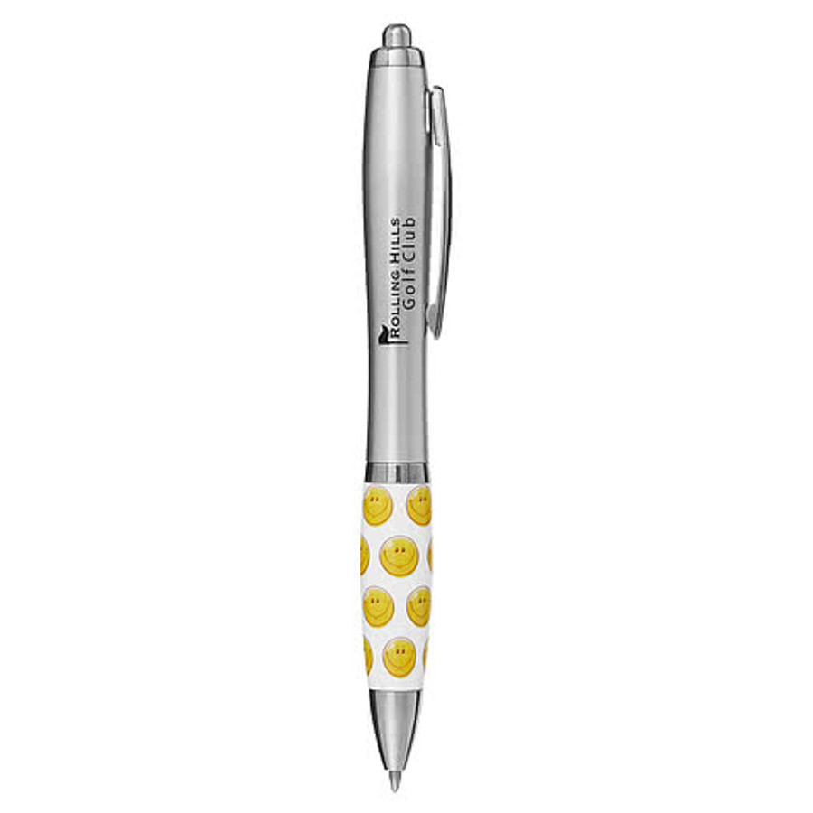 Smiley Face Ballpoint Pen (black ink) in SILVER