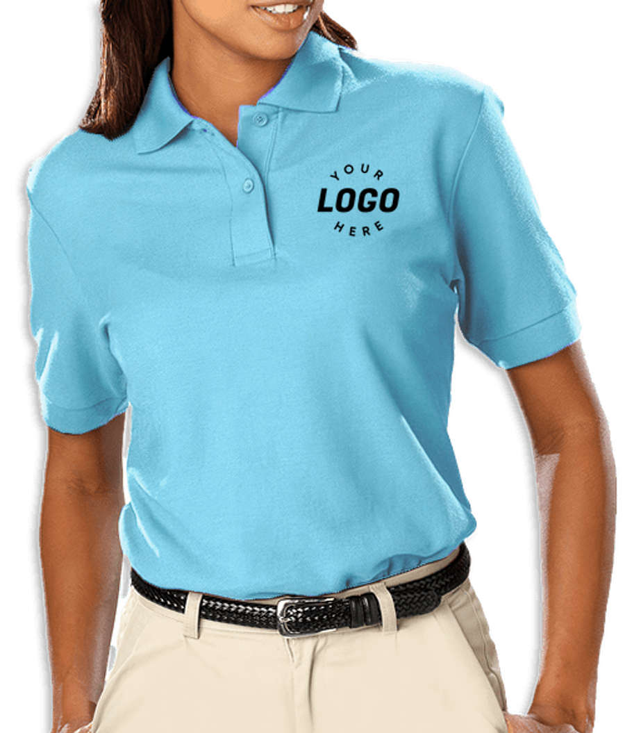 Blue Generation Women's Soft Touch Pique Polo - Printed in Aqua