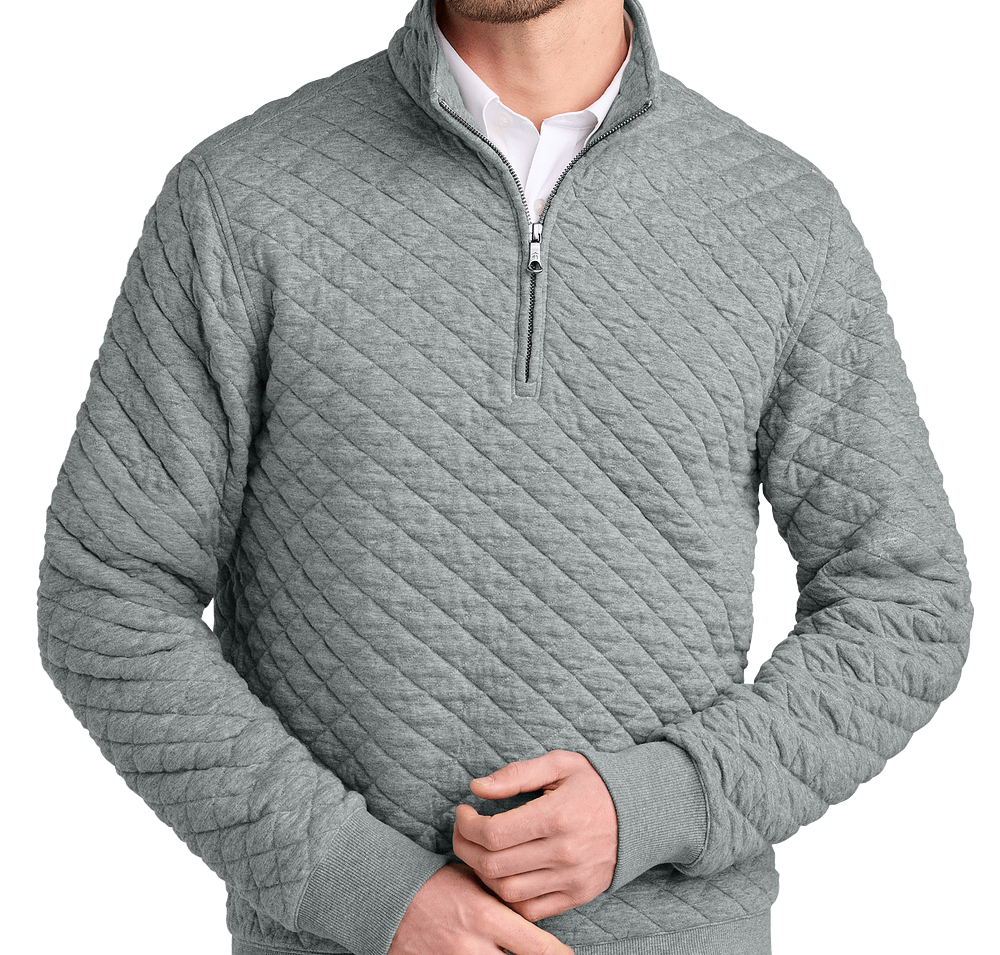 Brooks Brothers Diamond Quilt Quarter Zip Sweatshirt-default