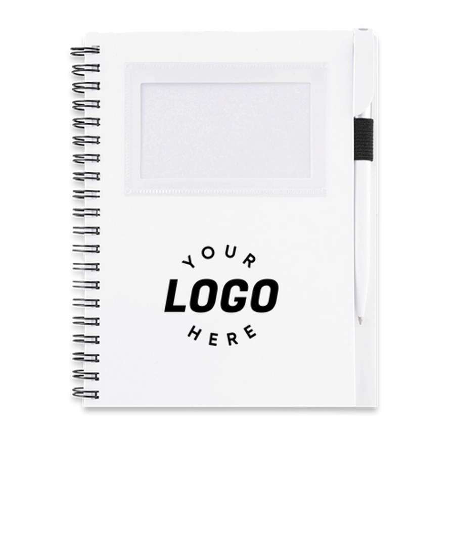 FSC Mix Star Soft Cover Spiral Notebook with Pen in White