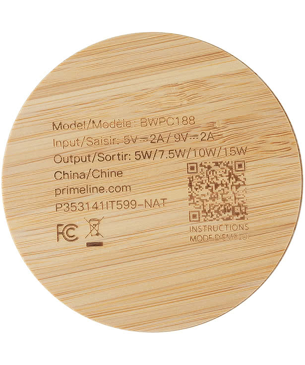 Laser Engraved Bamboo 15W Wireless Charging Pad