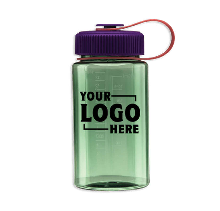 14 oz. Minnee Plastic Water Bottle in Green / Purple