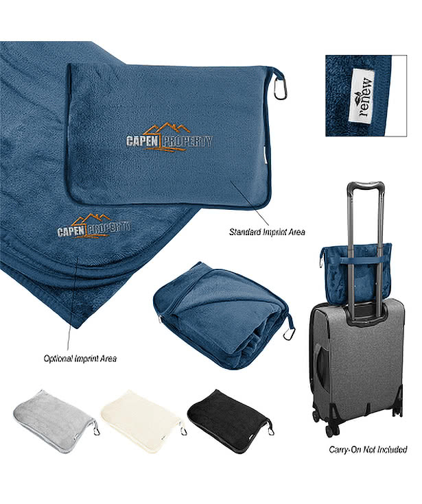 En Route Recycled Travel Blanket With Trolley Pillow Pouch