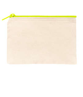 Small Natural Canvas Pouch with Colored Zipper - Color: Natural / Citron