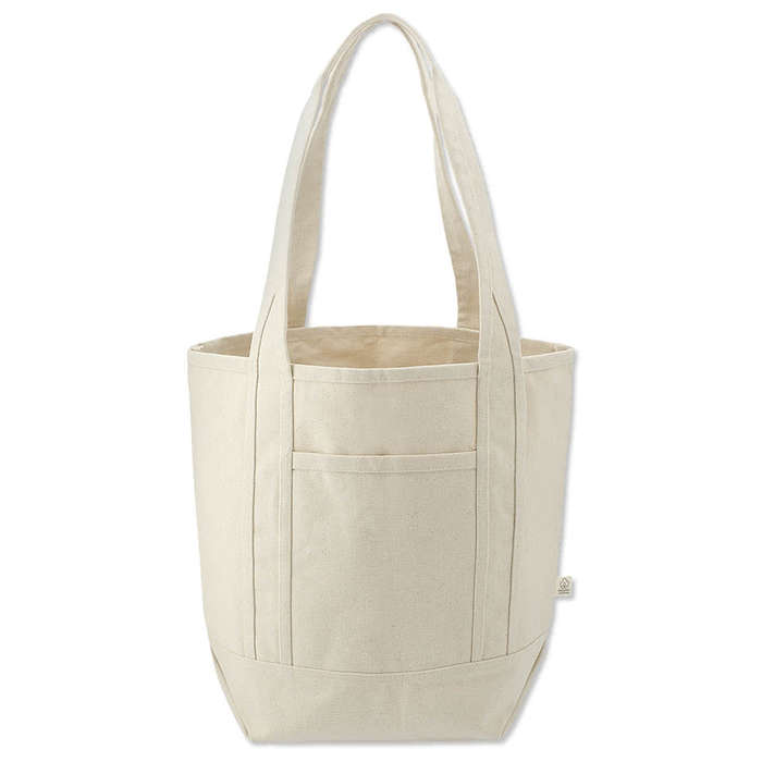 Zipper Canvas Tote Bags Wholesale with Front Pocket - Large