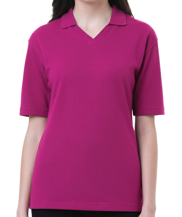Blue Generation Women's Superblend Easy-Care V-Neck Pique Polo