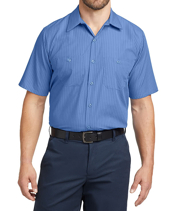 Red Kap Industrial Striped Short Sleeve Work Shirt