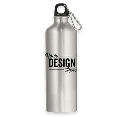 26 oz. Aluminum Water Bottle with Matching Carabiner - Silver