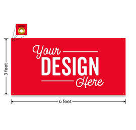 Full Color 6' x 3' Vinyl Banner - Color: Red