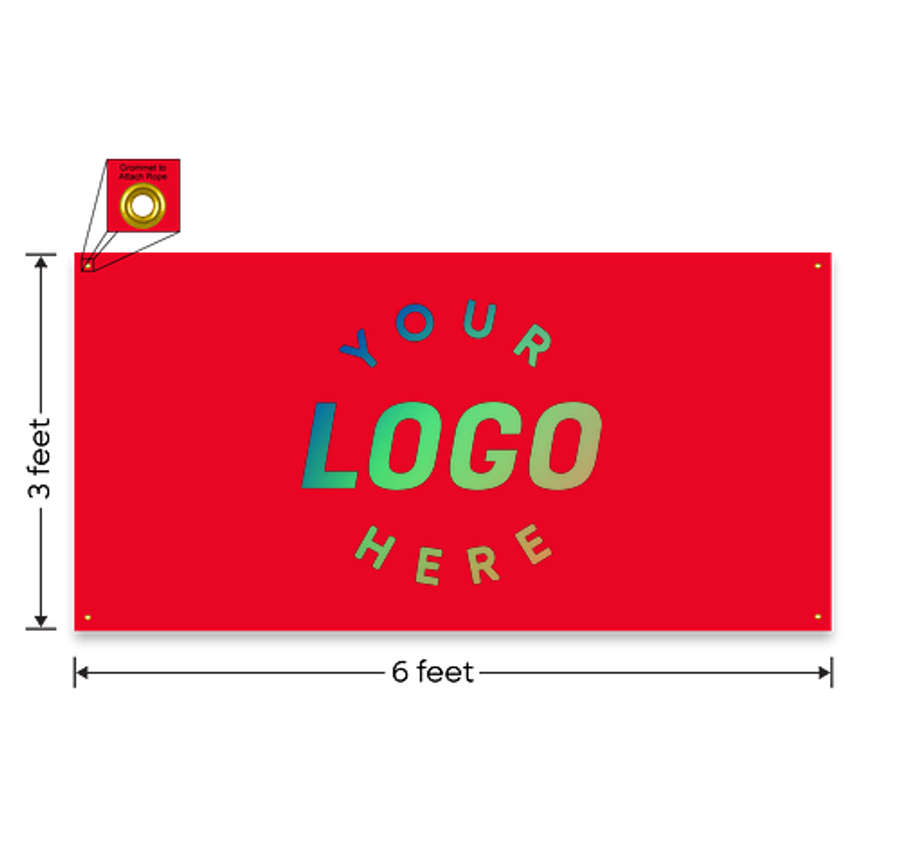 Full Color 6' x 3' Vinyl Banner in Red