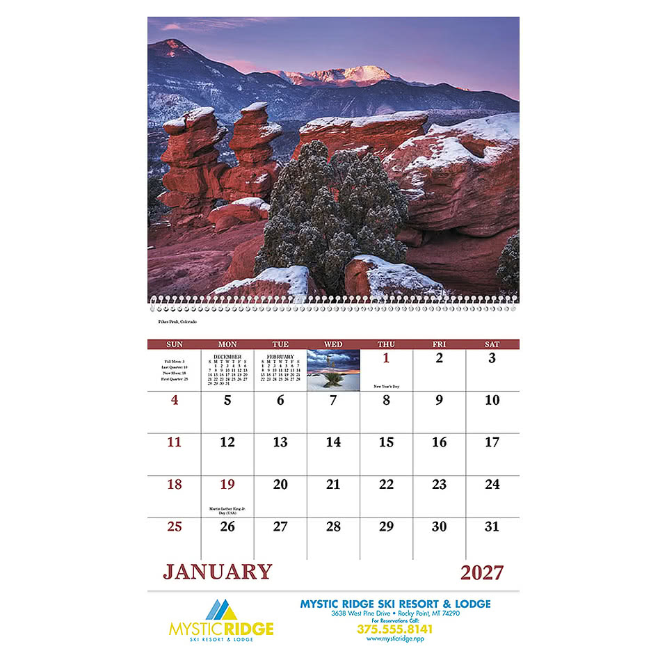 Full Color Rocky Mountains Spiral Wall Calendar
