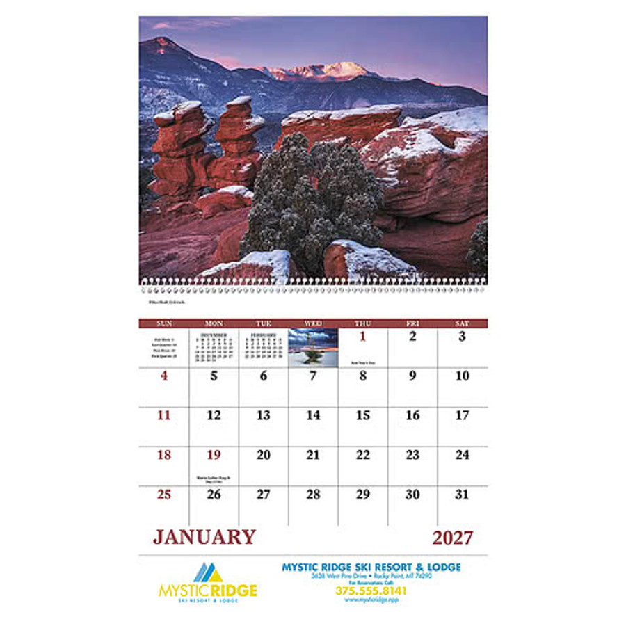 Full Color Rocky Mountains Spiral Wall Calendar