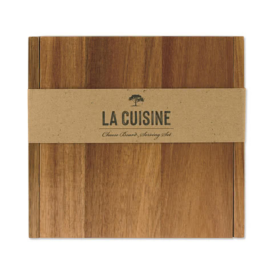 Laser Engraved La Cuisine Cheese Board with Serving Set in Wood
